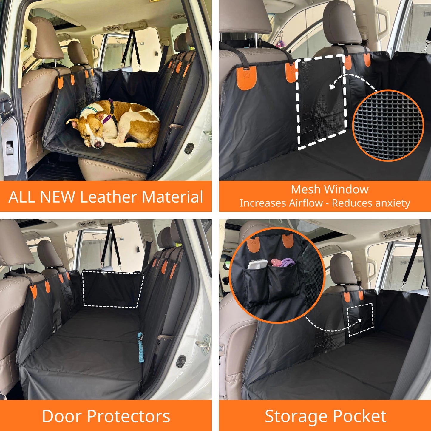 PU Leather Hard Bottom Backseat Extender Car Seat Cover For Dogs
